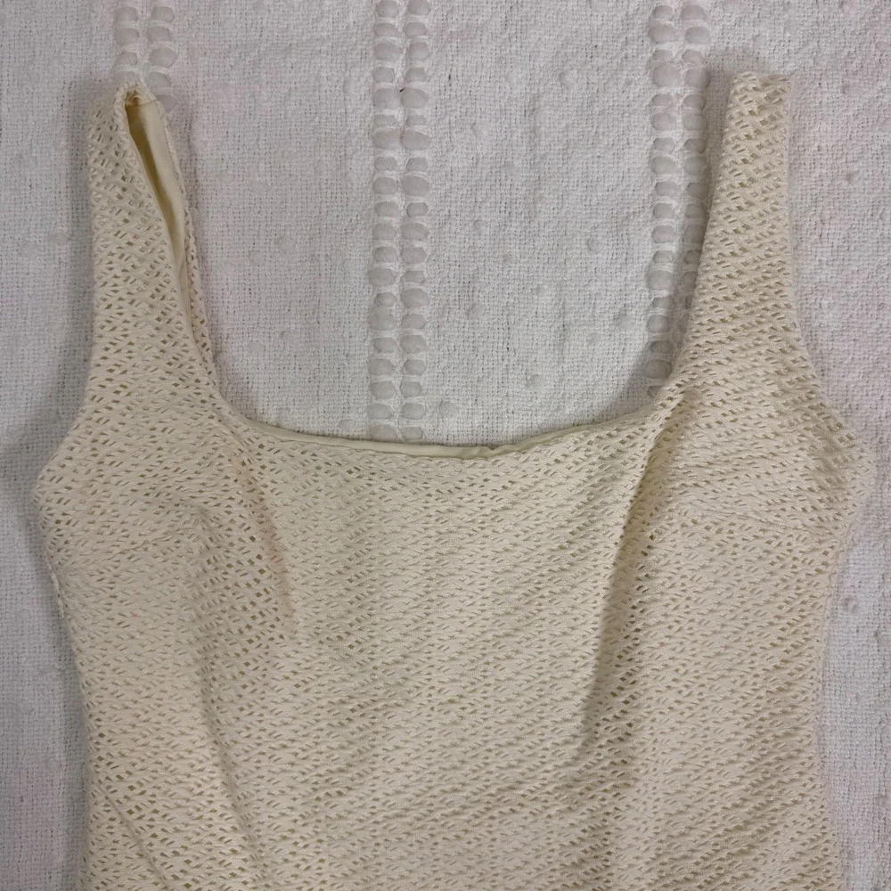 Monday Swimwear‎ Ivory Crochet Square Neck One Piece Swimsuit Size V/ US 12/4